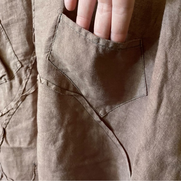 Cynthia Ashby Lagenlook Long Sleeve Linen Dress Dusty Pink Size Large - Picture 9 of 12